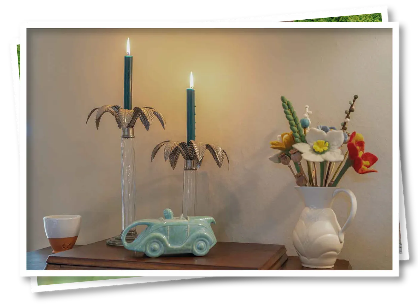 Interior décor at North View B&B, Penrith, featuring quirky furnishings like candlesticks and vases