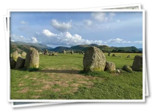 Castlerigg Stone Circle near Keswick, a prehistoric site in the Lake District, easily visited from North View B&B, Penrith, Eden Valley B&B