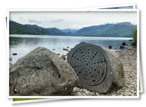 Ancient stones with a view over Derwent Water in the Lake District