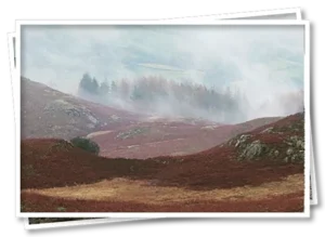 Atmospheric photo of Loughrig Fell with low cloud hiding the view from the top